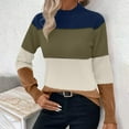 thumbnail image 5 of Oksale Color Block Sweaters for Women Casual Mock Neck Knit Sweater Comfy Long Sleeve Pullover Slouchy Soft Tops Beige L, 5 of 6
