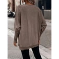thumbnail image 2 of Botton Side Surplice Neck Sweater, Elegant Long Sleeve Sweater For Fall & Winter, Women's Clothing, 2 of 4