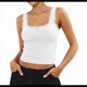 thumbnail image 3 of Camisola de Tirantes para Mujer, , Ajustada, de Punto Acanalado, con Encaje, para Verano, con Cuello Cuadrado y Sin Mangas. XS, 3 of 9