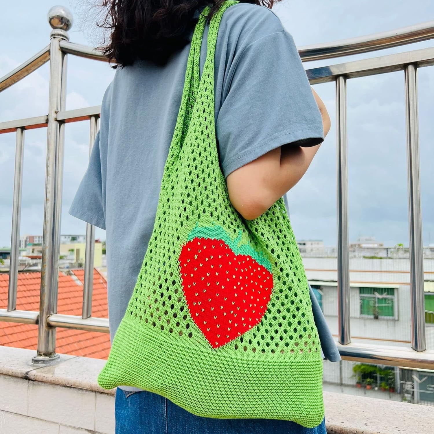 Kukuzhu Crochet Tote Bag Aesthetic Tote Bag Aesthetic Y2k Tote Bag Aesthetic Y2k Cute Tote Bags Aesthetic