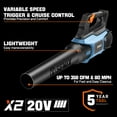 thumbnail image 3 of SENIX 20V 10-Inch String Trimmer, Leaf Blower & 21-Inch Hedge Trimmer 3-Tool Kit Combo (2*4 Ah Battery and 2A Charger Included) S2K3B2-01, 3 of 15