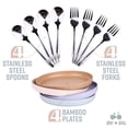 thumbnail image 3 of Bamboo Plates and Stainless Steel Silverware Set – (12-Piece) 4 Plates 8 Inch, 4 Forks and 4 Spoons – Eco-Friendly BPA Free, Self Feeding Dishwasher Safe Tableware Set for Preschooler Toddler and Kids, 3 of 3