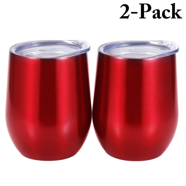 Coofit 2 Pcs Verres à Vin en Acier Inoxydable Isolés Verres à Bière avec Couvercle