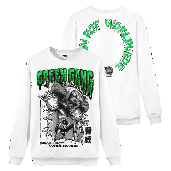 The Boys Merch Green Gang Brush Head Crewneck Sweatshirt Fashion Unisex Long Sleeve Graphic Top