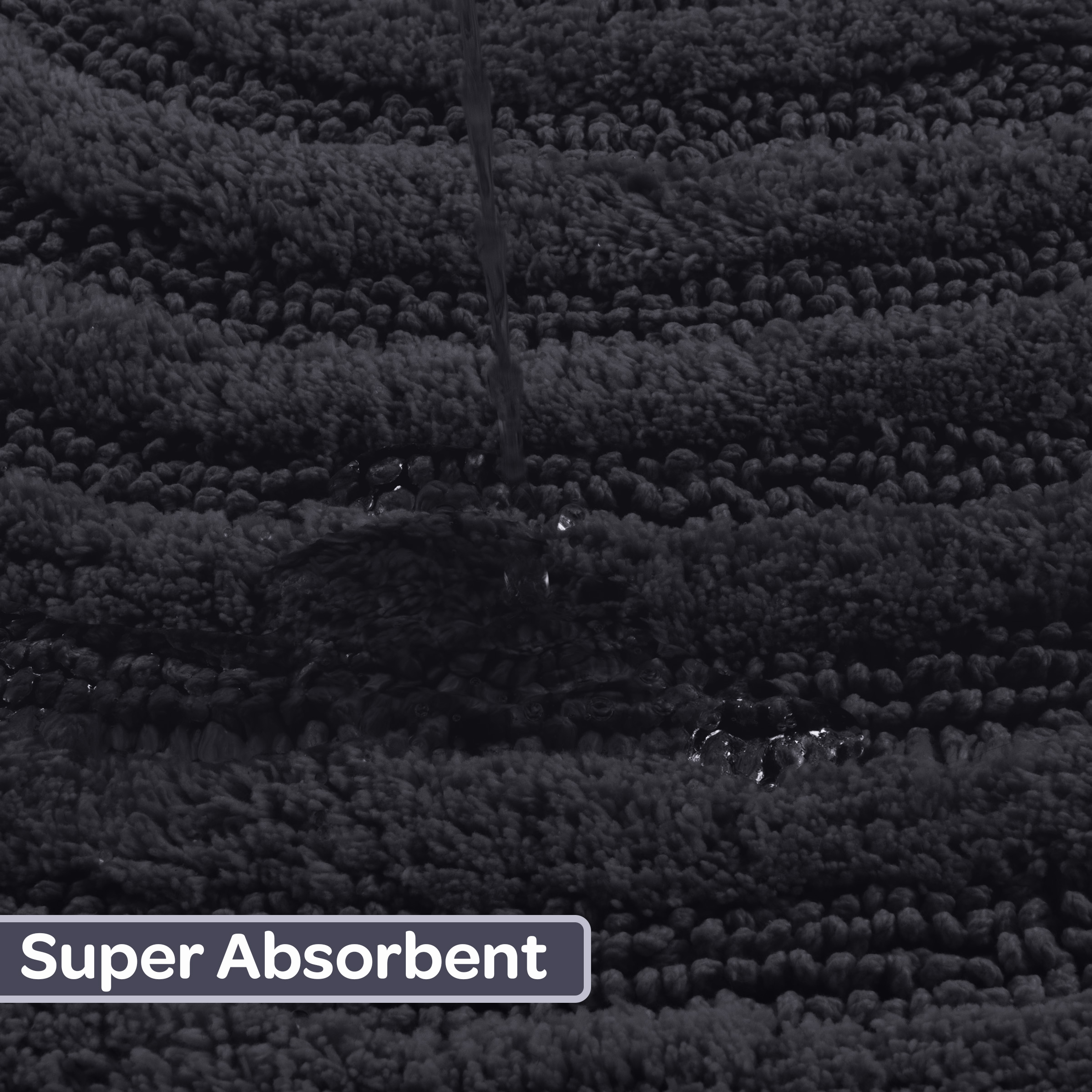 Lavish Home Bathroom Rugs - 2-Piece Woven Cotton Bath Mat Set (Black)