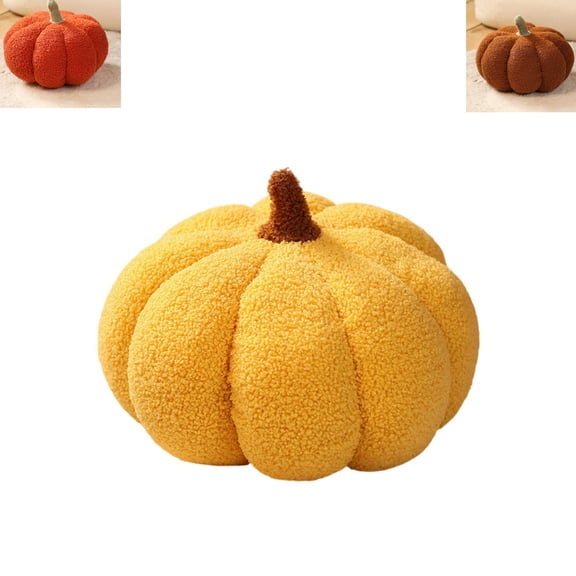 7.8 Inch 3D Realistic Plump Pumpkin‑Shaped Plush Pillow, Soft Fluffy Sofa Throw Cushion for Autumn Halloween Home Farmhouse Decor