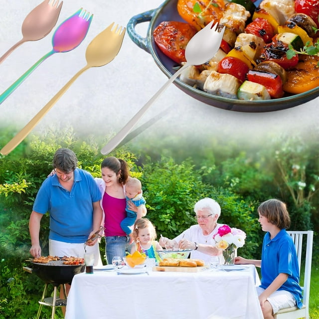 fastboy 5pieces Lightweight And Portable Stainless Steel Sporks For All Occasions Safe To Salad Spoons