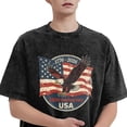 thumbnail image 4 of USPEED Vintage Washed Oversized Patriotic T-Shirt, USA 250th Anniversary 1776-2026 Bald Eagle American Flag Circular Badge Graphic Short Sleeve Crewneck Casual Top for Men Women, 4 of 6