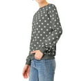 thumbnail image 5 of INSPIRE CHIC Women's Polka Dots Crew Neck Drop Shoulder Long Sleeves Knit Sweatshirt M Grey, 5 of 9