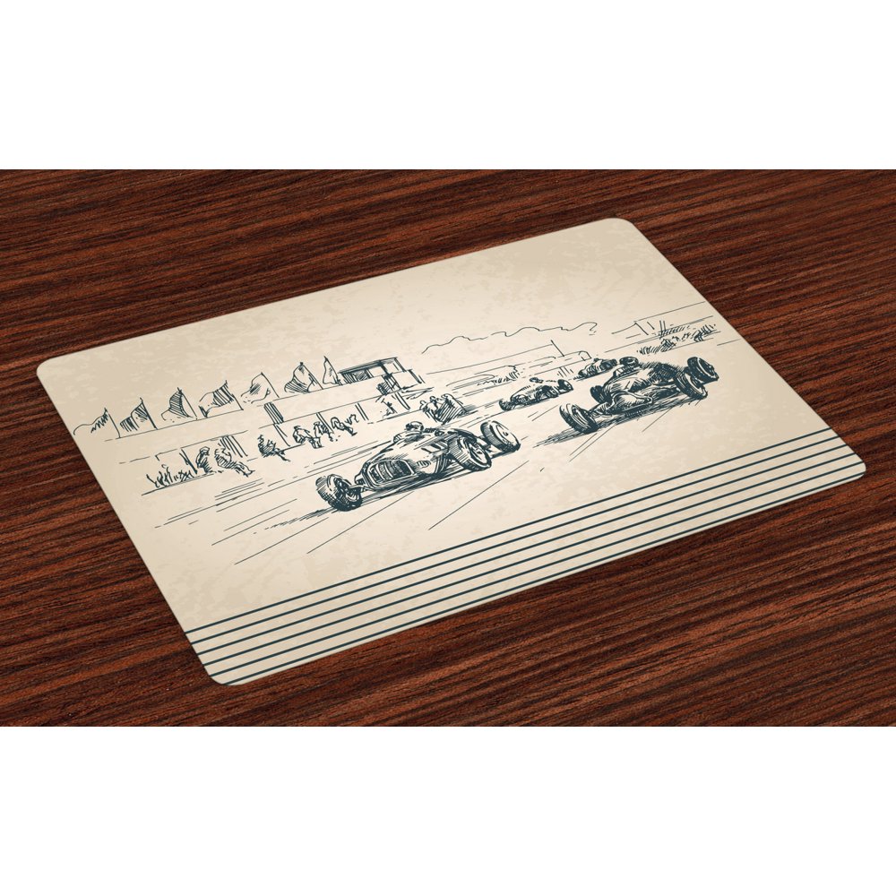 Vintage Car Placemats Set of 4 Vintage Racing Cars Exciting Sport