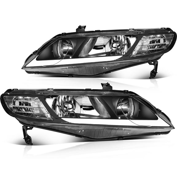 ECCPP Headlight Assembly for Honda Civic 2006-2011 Driver and Passenger Side Headlamps With LED Bar