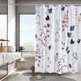 thumbnail image 2 of Floral Shower Curtain for Bathroom, White Fabric Shower Curtain Watercolor Navy and Red Bathroom Decor Waterproof Shower Curtains Set-72x72 in, 2 of 5