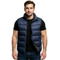thumbnail image 2 of Dresfit Mens Lightweight Jacket Cotton Zip Up Puffer Vest Sleeveless Warm Plus Size Winter Outerwear Quilted Padded Waistcoat with Pockets Dark Blue 3XL, 2 of 8