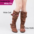 thumbnail image 3 of Love Steetly Women's Extra Wide Calf Knee High Boots, Slouchy Double Buckle Flat Fall Winter Boots., 3 of 7