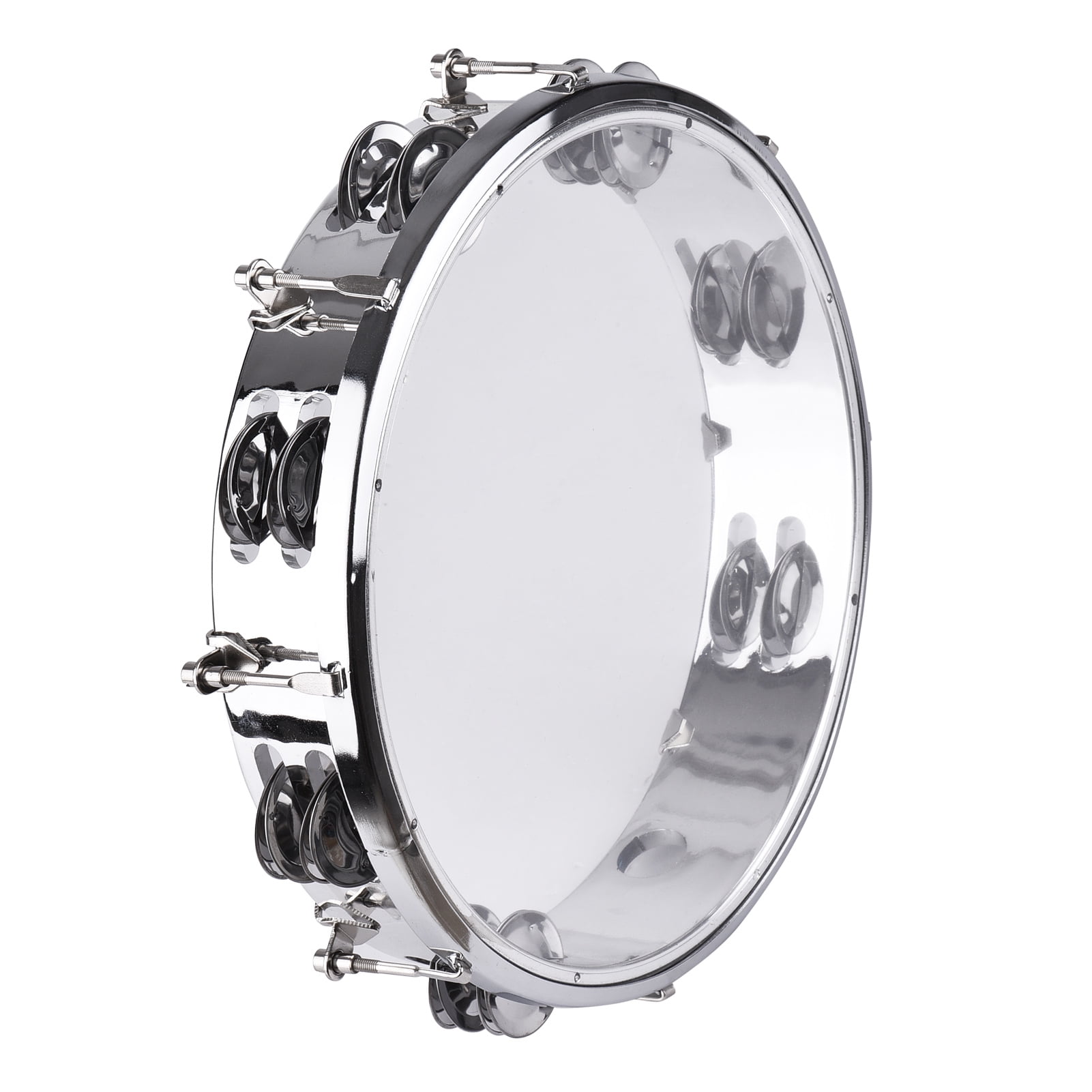 Tambourine,10-inch Handbell Hand Drum With Row Hand Drum Metal Percussion Dsfen 10-inch Percussion Row Hand Inch Row Bell Ziem 8 Inch Row Huiop Row Bell Hand 12pcs 8 Inch (silver)