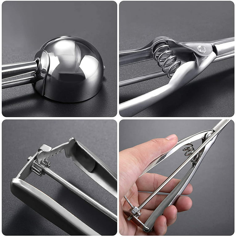Ice Cream Scoop Set, 3 PCS 18/8 Stainless Steel Cookie Scoop Trigger  Include Large-Medium-Small Size, Melon Scoop (cookie scoop) 