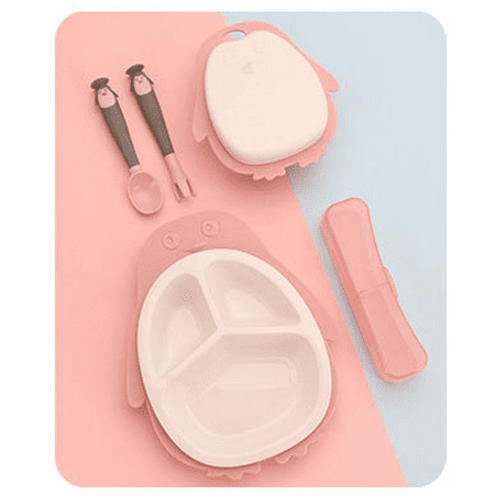 

Livesture Children s Tableware Baby Tableware Antibacterial Bowl Children s Partition Plate Pink Plate with spoon and fork