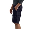 thumbnail image 4 of GrmtClth Men's Cargo Shorts Dual Stack Flap Side Pocket Button Fly Loose Casual Washed Cotton Lightweight Outdoor Walking Daily Summer Workout Apparel Navy 3XL, 4 of 7