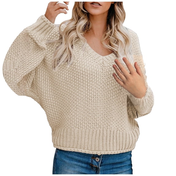 Viikei Cardigan Sweaters for Women Plus Size Women's Winter New European American Loose Knitted V-neck Sweater Women's Top Coat