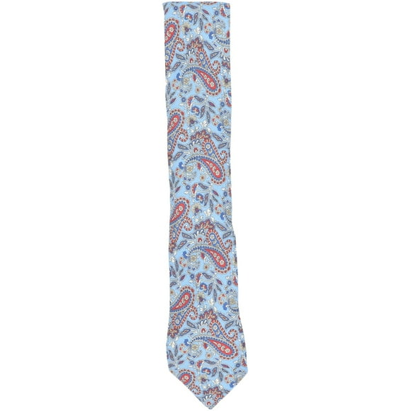 Altea Milano Men's Carolina Blue / Red White Beige Linen and Silk Paisley Necktie - One Size