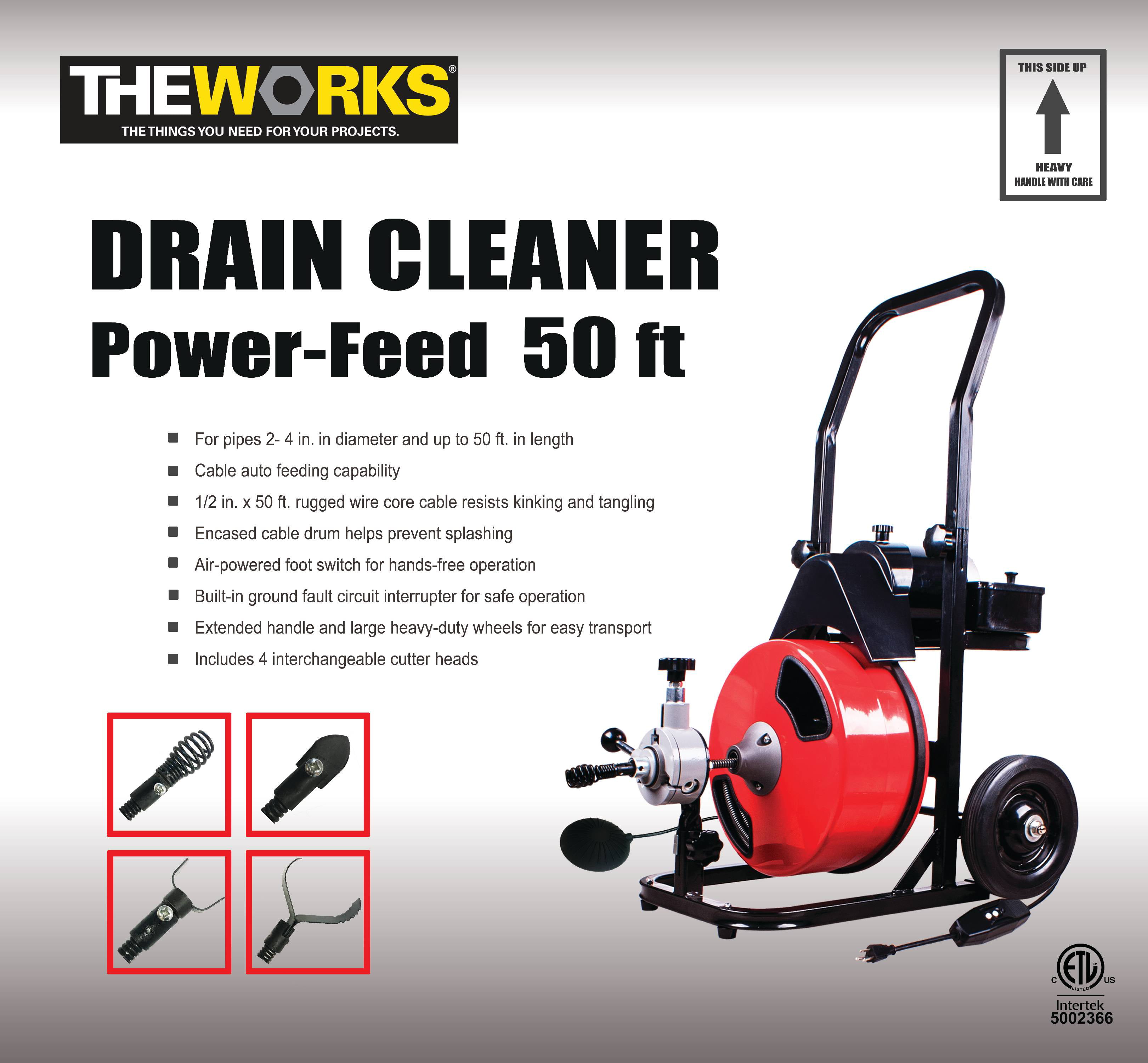 HOC 50 FOOT POWER FEED DRAIN CLEANER 50 FT POWER FEED DRAIN CLEANER WARRANTY 