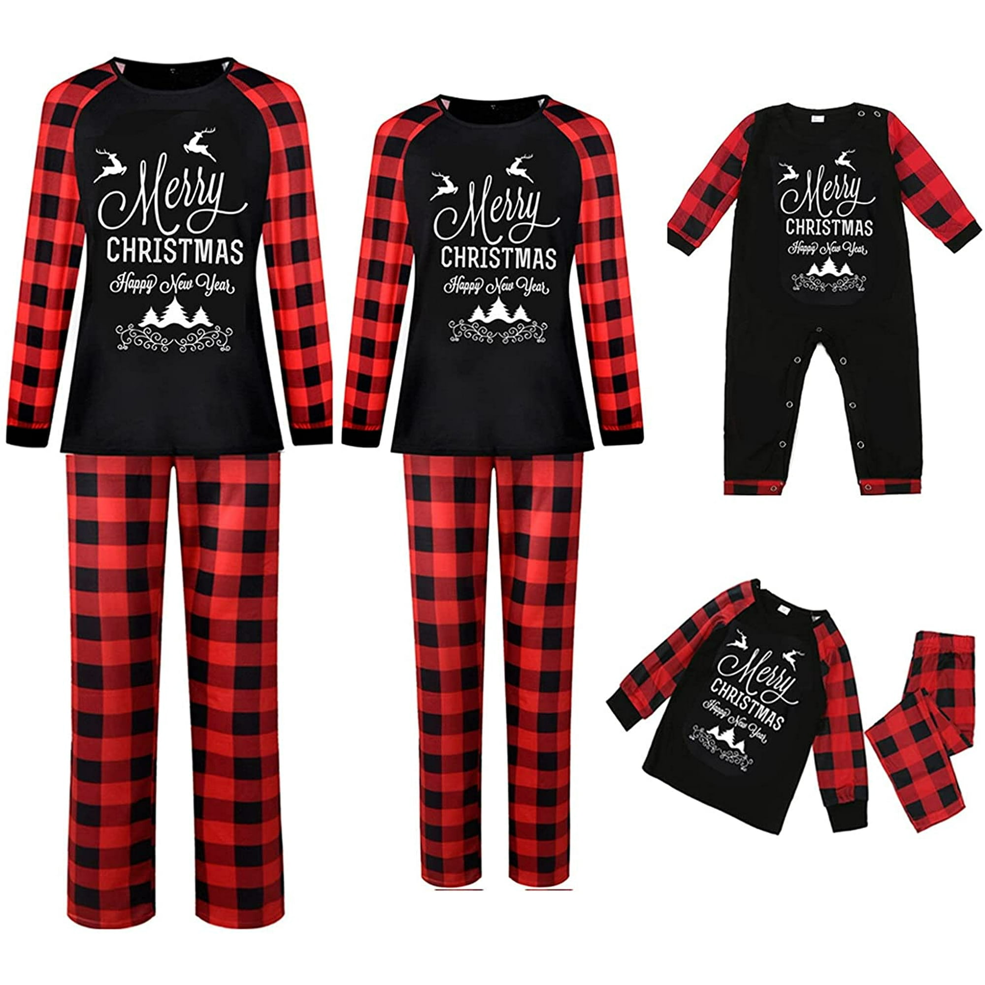 Merry Christmas Pajamas For Family Happy New Year Funny Letter Print Family Matching Pjs Sets Holiday Xmas Sleepwear Walmart Canada
