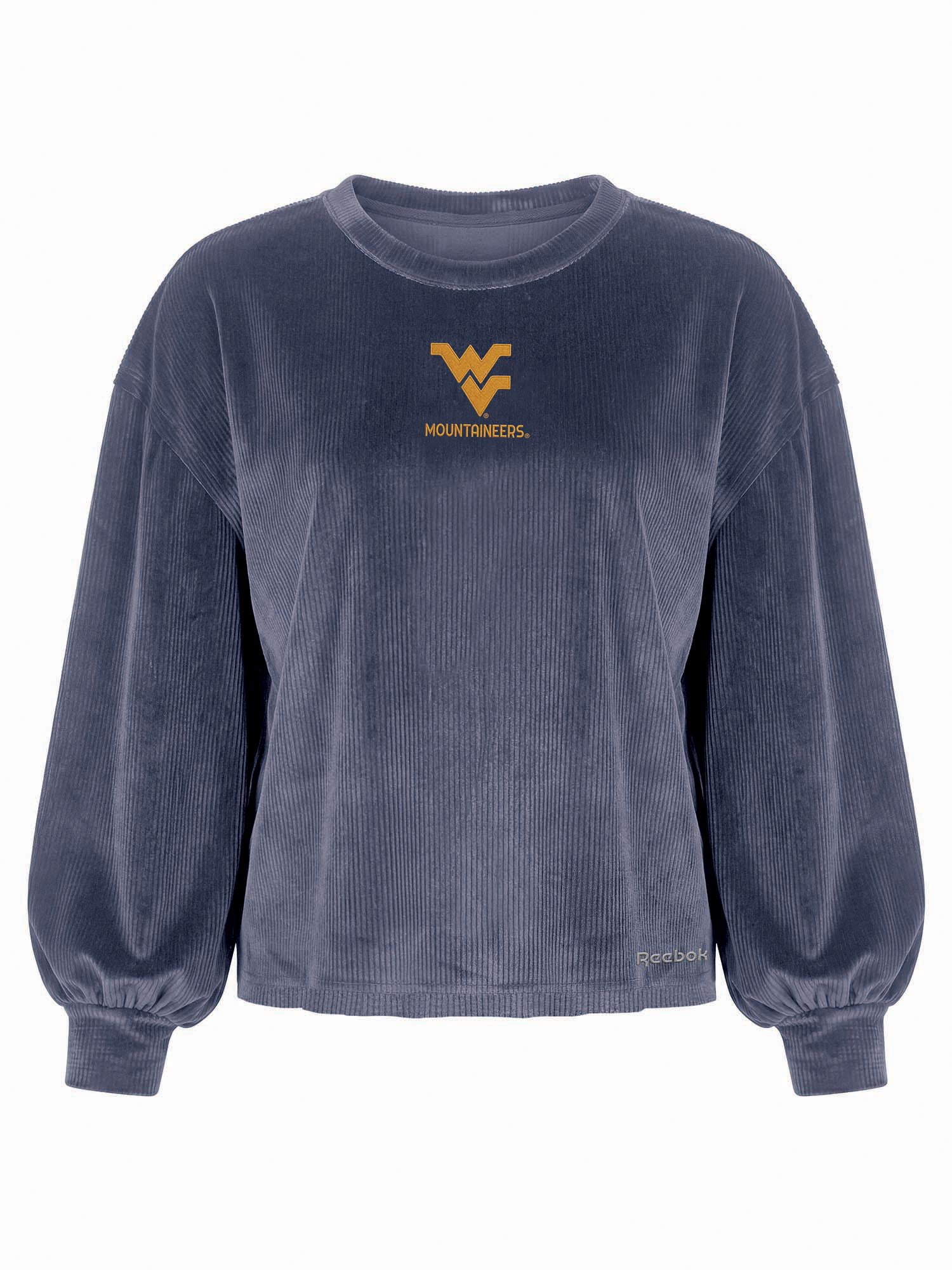 West Virginia Mountaineers Reebok Womens Crew Neck Pullover with Balloon Sleeves