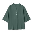 thumbnail image 4 of TSADFHJI Hauts d'Été Grande Taille pour Femmes Manches 3/4 Haut Décontracté Col Rond T-Shirt Mignon Couleur Unie Version Longue TTG Vert, 4 of 6