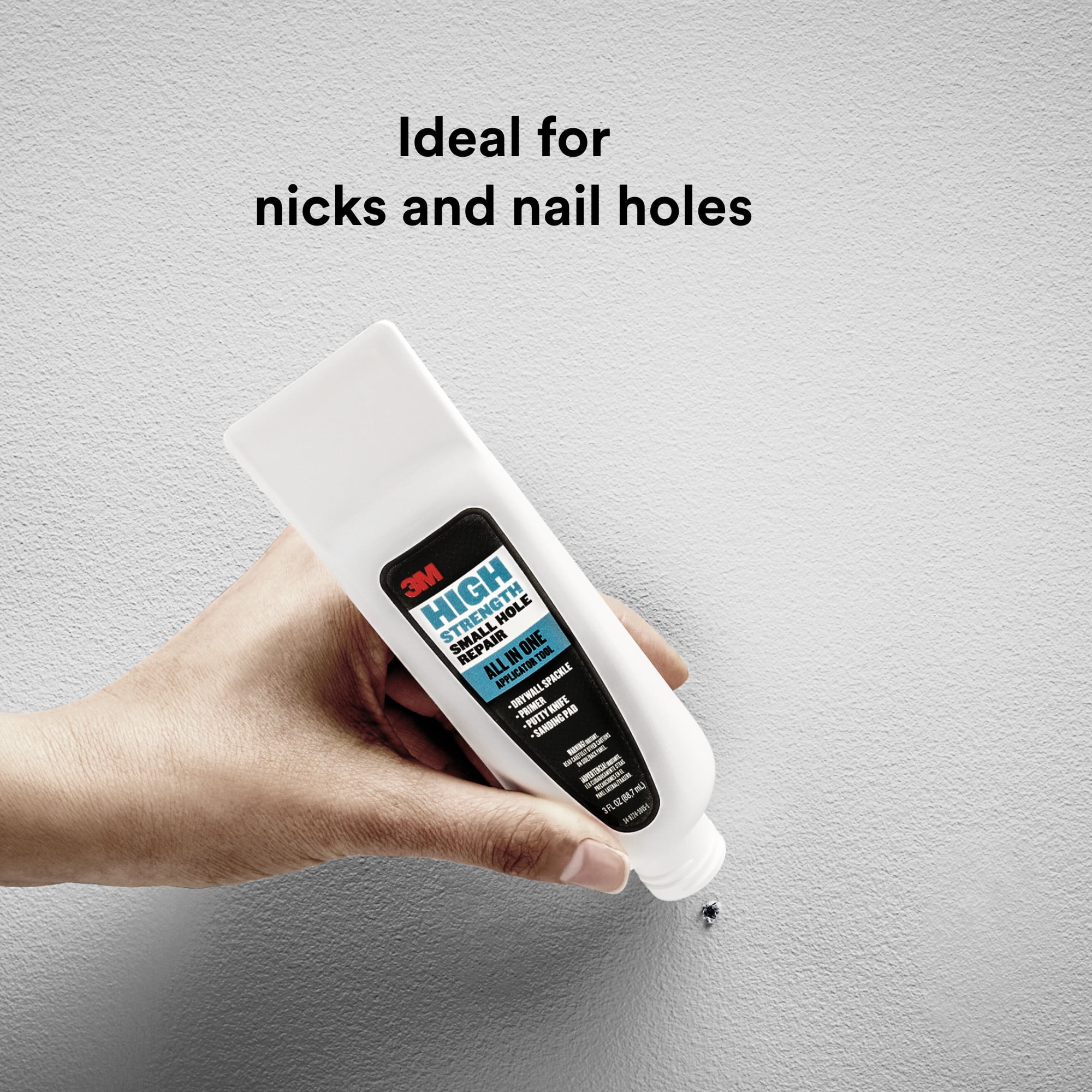 3M High Strength Small Hole Filler, 3 oz., Paint Primer, Wall Patch, White, All In One Applicator Tool, 1 Pack