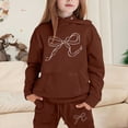 thumbnail image 2 of Zylarhe Girls Boys Sweatshirt Girls Outfits&Set Child Toddler Long Sleeve Solid Warm Hoodie Pullover Tops Pants Kids Sweat Suit Brown 5-6 Years, 2 of 4