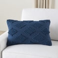 thumbnail image 4 of Mina Victory Life Styles Woven Diamonds 12"X20" Navy Indoor Throw Pillow, 4 of 6