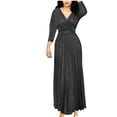 thumbnail image 2 of Viikei Women's Long Sleeve Vintage Maxi Dress,Women's Clothing Temperament Commuting Fashion Long Sleeve Hot Stamping Pleated Big Skirt Dress Black XXXL, 2 of 6