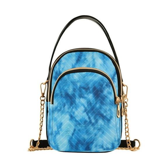 ALAZA Chain Crossbody Bags for Women Blue Tie Dye Shoulder Handbag Phone Purse
