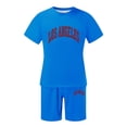 thumbnail image 4 of Conjunto de Sudadores de Hombres Impresión Casual Deportes de Manga Corta Cuello Redondo, Traje de Deporte de 2 Piezas con Pantalones de Corredores de Cintura Elástica, 4 of 4