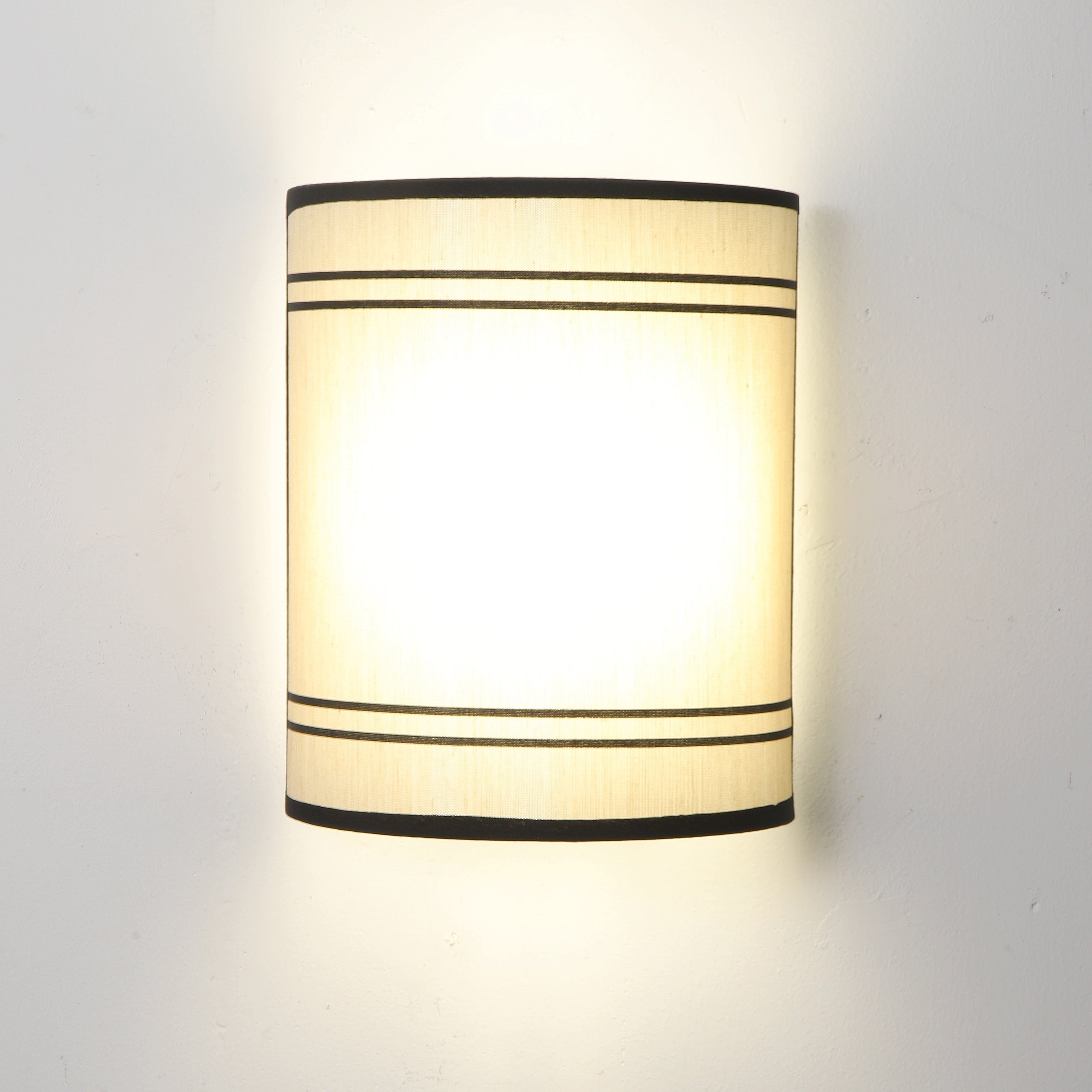 Maichis 12V LED RV Wall Sconce, Beige Fabric Shade, Stainless Steel Base, 7.25" W x 4.69" D x 8.5", Indoor Use, Modern Style, Bedroom, RV, Trailer, Motorhome, Boat