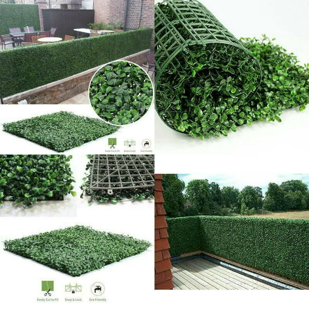 Artificial Boxwood Hedges Panels Privacy Synthetic Balcony Fencing Ivy Fence Wall Home Garden Outdoor Decoration 20x20 Inch 12 Pc Com - Plastic Ivy Wall Covering