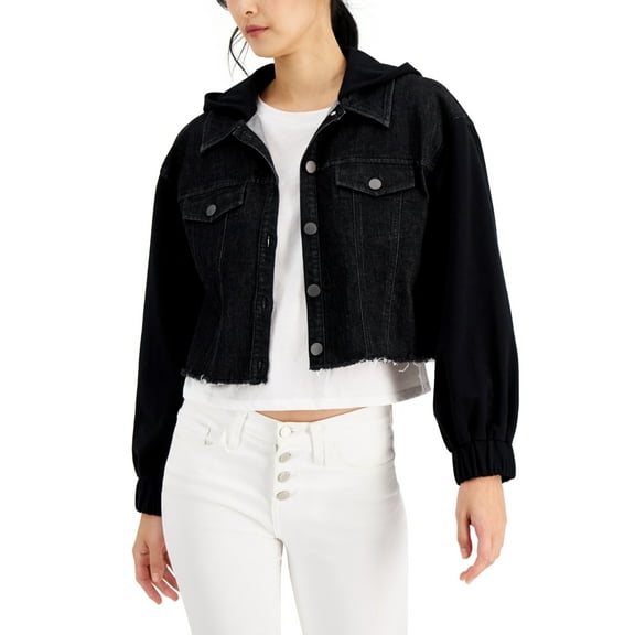 INC International Concepts Women's Mixed Media Jacket Black Size X-Small