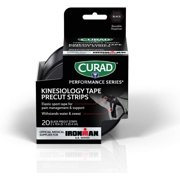 Angle View: Curad Performance Series Ironman Far Infrared Kinesiology Tape, Black, 2" x 10" Strips, 12 ct (Pack of 2)