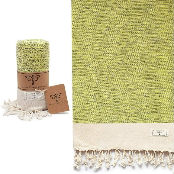 Smyrna Vintage Series Original Turkish Beach Towel 100% Cotton, Prewashed, 37 x 71 Inches Turkish Bath Towel for SPA, Beach, Pool, Gym and Bathroom Lime