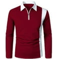 thumbnail image 2 of IROINNID Long Sleeve Shirts for Men Casual Patchwork Color With Lapel Shirt Two-color Fashion Wear Turndown Collar Blouse & Shirt,Wine, 2 of 5