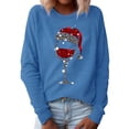 thumbnail image 1 of Innerwin Pullover Crew Neck Ladies Christmas Sweatshirt Daily Wear Long Sleeve Loose Fit Tops Blue XL, 1 of 3