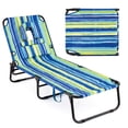 thumbnail image 1 of Gymax 5-Position Lounge Chair Adjustable Beach Chaise w/ Face Cavity & Pillows Blue & Green, 1 of 8