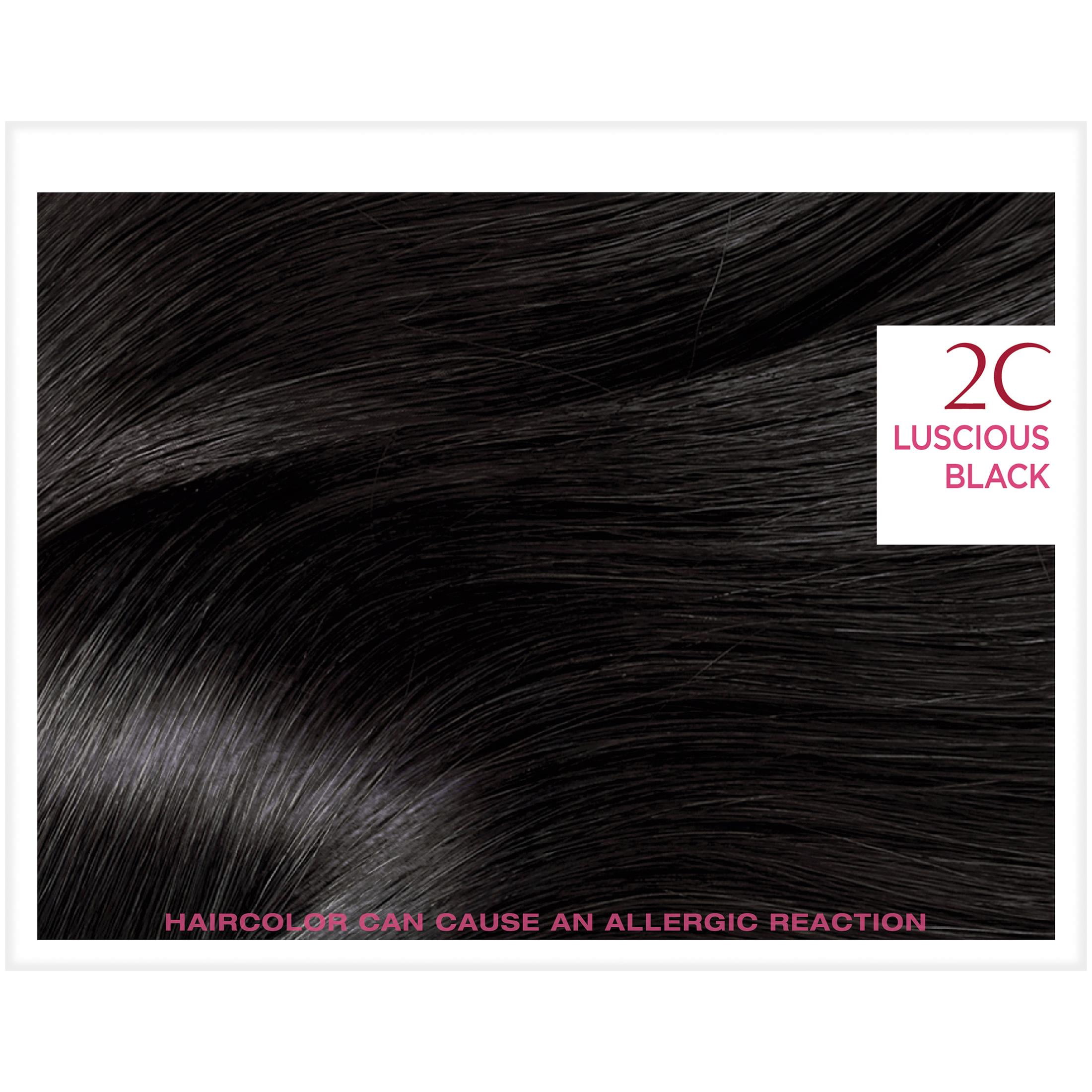 L'Oreal Paris Excellence Creme Permanent Hair Color Kit, 2C Luscious Black