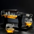 thumbnail image 2 of Godinger Ship In A Bottle Whiskey Decanter and Whiskey Glasses Bar Set, for Liquor Scotch Bourbon, Gifts for Men Clear, 2 of 6