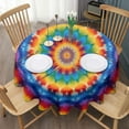 thumbnail image 3 of Colorful Tie Dye Floral Mandala Round Tablecloth 60"x60",Wrinkle Wipeable Table Cloth for Kitchen Dining Room Picnic Patio Party, 3 of 6