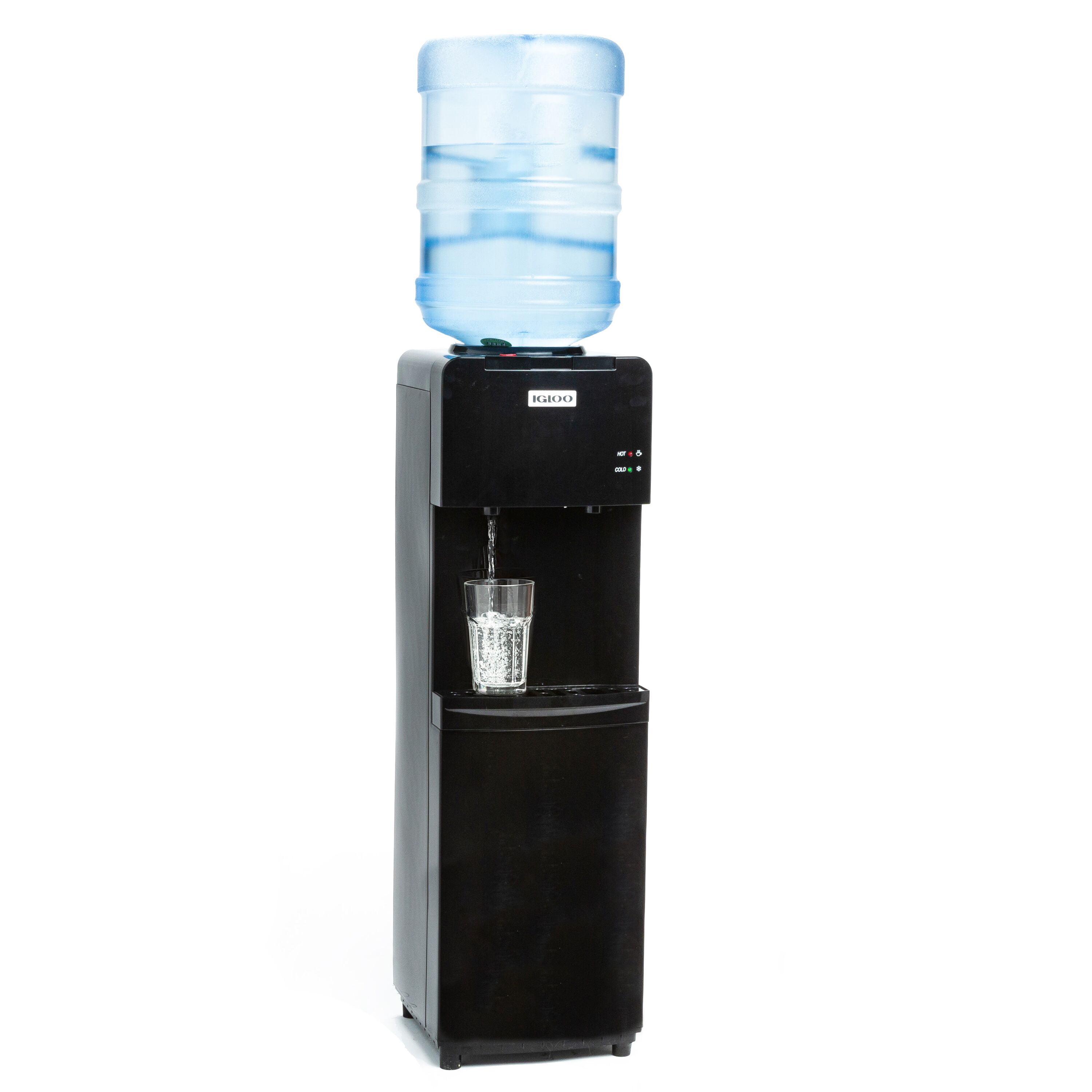 Igloo Top Loading Hot and Cold Water Dispenser for 3 & 5 Gallon Bottle, Black