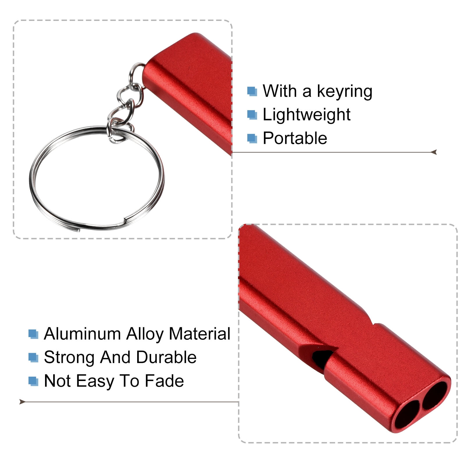 Unique Bargains Survival Whistle Double Tubes Whistles Super Loud for Outdoor Red