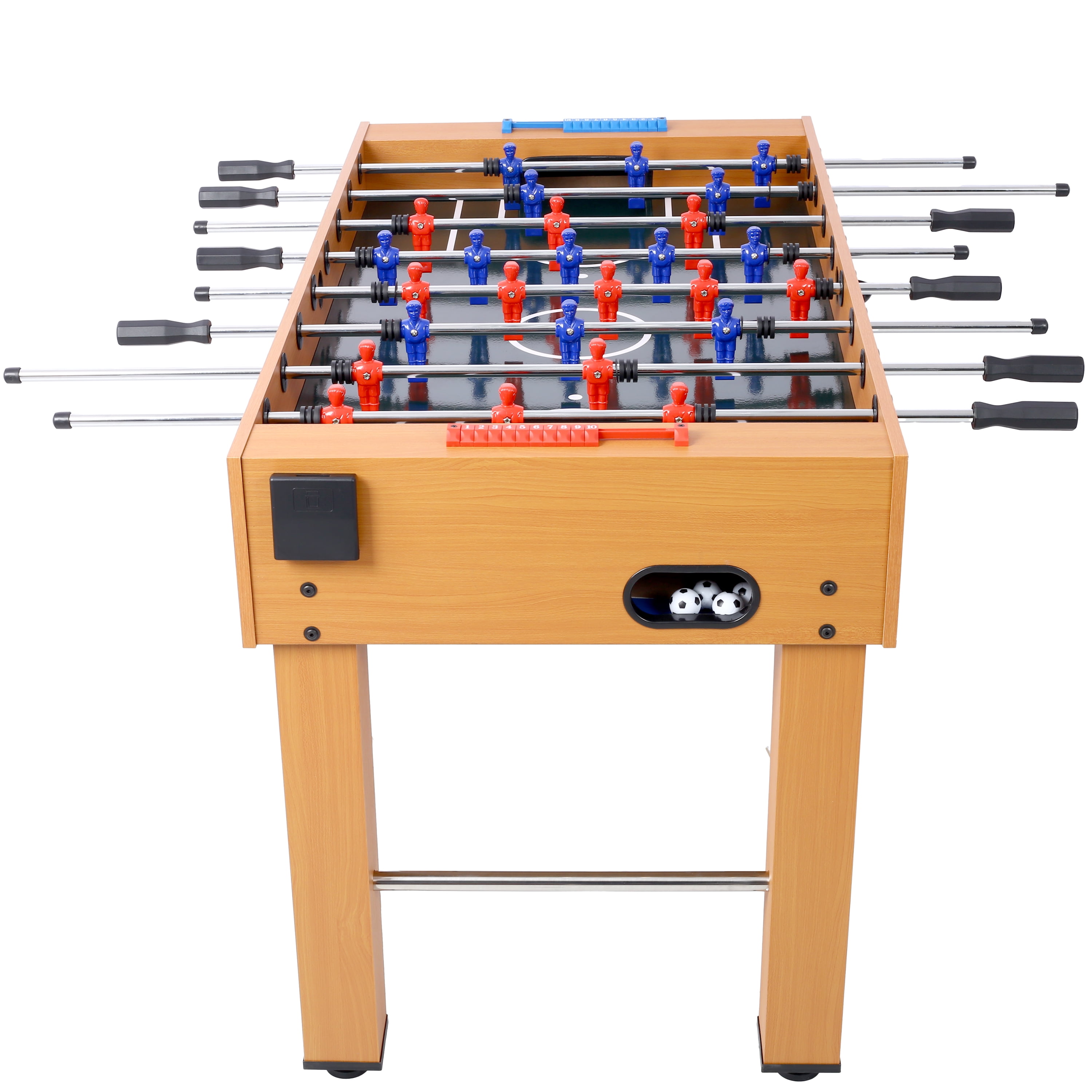 Acekid 54in Soccer Table with 4 Balls 1 Cup Holder 2 Counters Arcade Competition Sized Foosball Table Family Sports Game Table Brown