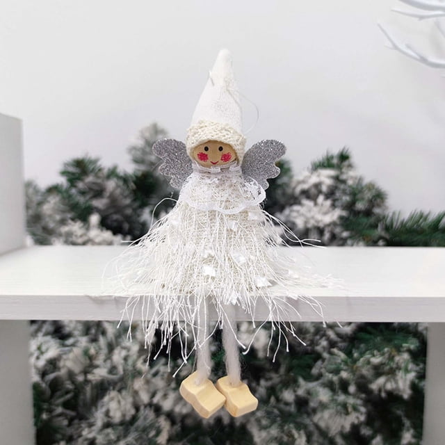 Hot6sl Ofertas de La Semana Decoración Navideña Postura Sentada Pierna Colgante Ángel Muñeca Colgante Árbol de Navidad Pequeño Ángel Colgante Regalo Colgante