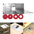 thumbnail image 3 of AMERTEER Multifunctional Router Table Insert Plate Woodworking Benches Aluminium Wood Router Trimmer Models Engraving Machine with 4 Rings Tools, 3 of 4